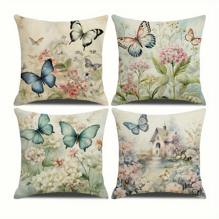 Butterfly Decorative Throw Pillow Covers Square Cushion Case Spring Home Decoration for Sofa