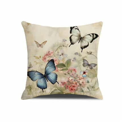 Butterfly Decorative Throw Pillow Covers Square Cushion Case Spring Home Decoration for Sofa