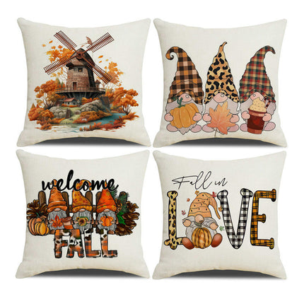 Fall Pillow Covers Thanksgiving Autumn Throw Pillow Covers Square Outdoor Sofa Couch Home Pillow Case-A