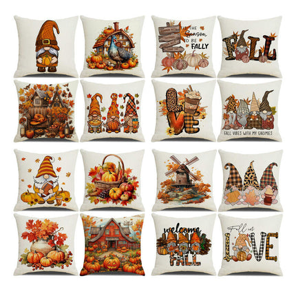 Fall Pillow Covers Thanksgiving Autumn Throw Pillow Covers Square Outdoor Sofa Couch Home Pillow Case-A