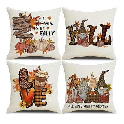 Fall Pillow Covers Thanksgiving Autumn Throw Pillow Covers Square Outdoor Sofa Couch Home Pillow Case-A