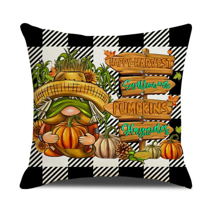 Fall Pillow Covers Thanksgiving Autumn Throw Pillow Covers Square Outdoor Sofa Couch Home Pillow Cases-B