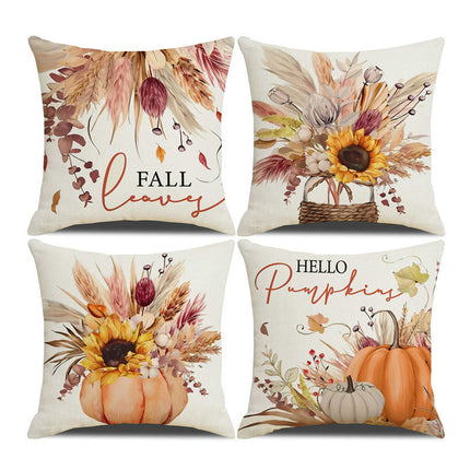 Fall Pillow Covers Thanksgiving Autumn Throw Pillow Covers Square Outdoor Sofa Couch Home Pillow Cases-B