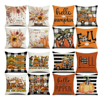 Fall Pillow Covers Thanksgiving Autumn Throw Pillow Covers Square Outdoor Sofa Couch Home Pillow Cases-B