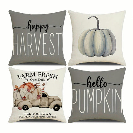 Fall Pillow Covers Thanksgiving Autumn Throw Pillow Covers Square Outdoor Sofa Couch Home Pillow Cases-C