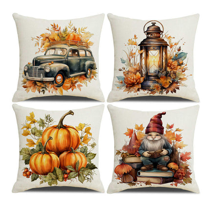 Fall Pillow Covers Thanksgiving Autumn Throw Pillow Covers Square Outdoor Sofa Couch Home Pillow Cases-A1