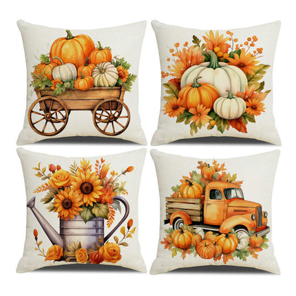 Fall Pillow Covers Thanksgiving Autumn Throw Pillow Covers Square Outdoor Sofa Couch Home Pillow Cases-A2