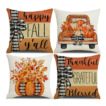 Fall Pillow Covers Thanksgiving Autumn Throw Pillow Covers Square Outdoor Sofa Couch Home Pillow Cases-B1