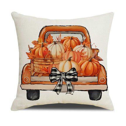 Fall Pillow Covers Thanksgiving Autumn Throw Pillow Covers Square Outdoor Sofa Couch Home Pillow Cases-B1