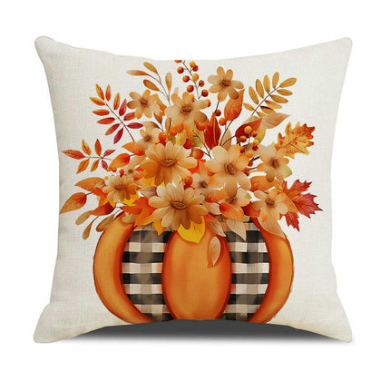 Fall Pillow Covers Thanksgiving Autumn Throw Pillow Covers Square Outdoor Sofa Couch Home Pillow Cases-B1