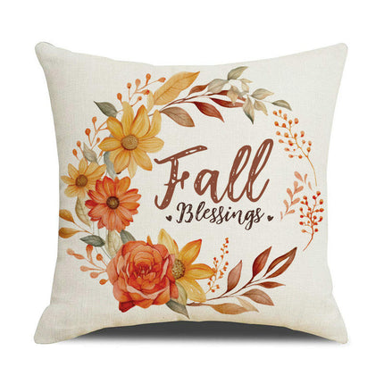 Fall Pillow Covers Thanksgiving Autumn Throw Pillow Covers Square Outdoor Sofa Couch Home Pillow Cases-B2