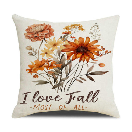 Fall Pillow Covers Thanksgiving Autumn Throw Pillow Covers Square Outdoor Sofa Couch Home Pillow Cases-B2