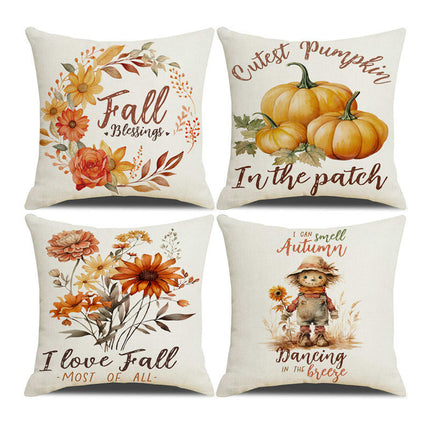 Fall Pillow Covers Thanksgiving Autumn Throw Pillow Covers Square Outdoor Sofa Couch Home Pillow Cases-B2