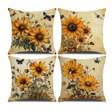 Flower Decorative Throw Pillow Covers Outdoor Floral Pillow Cases Square Cushion Covers with Zipper for Sofa