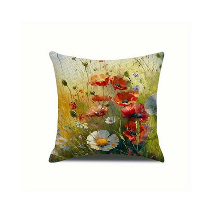 Flower Decorative Throw Pillow Covers Outdoor Floral Pillow Cases Square Cushion Covers with Zipper for Sofa