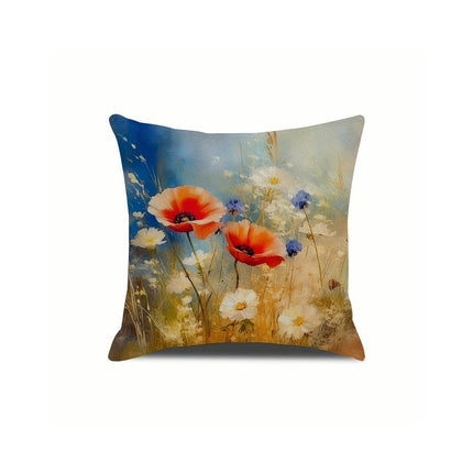 Flower Decorative Throw Pillow Covers Outdoor Floral Pillow Cases Square Cushion Covers with Zipper for Sofa