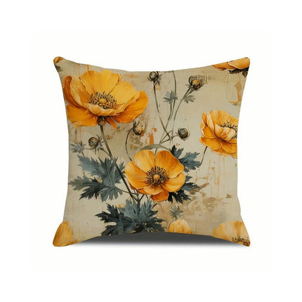 Flower Decorative Throw Pillow Covers Outdoor Floral Pillow Cases Square Cushion Covers with Zipper for Sofa