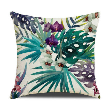 Flower Decorative Throw Pillow Covers Outdoor Floral Pillow Cases Square Cushion Covers with Zipper for Sofa-A