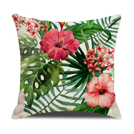 Flower Decorative Throw Pillow Covers Outdoor Floral Pillow Cases Square Cushion Covers with Zipper for Sofa-A