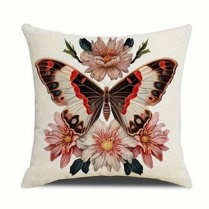 Butterfly Decorative Throw Pillow Covers Square Cushion Case Spring Home Decoration for Sofa-A