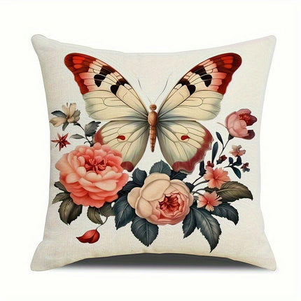 Butterfly Decorative Throw Pillow Covers Square Cushion Case Spring Home Decoration for Sofa-A