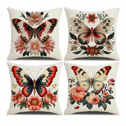 Butterfly Decorative Throw Pillow Covers Square Cushion Case Spring Home Decoration for Sofa-A