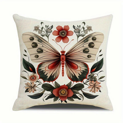 Butterfly Decorative Throw Pillow Covers Square Cushion Case Spring Home Decoration for Sofa-A