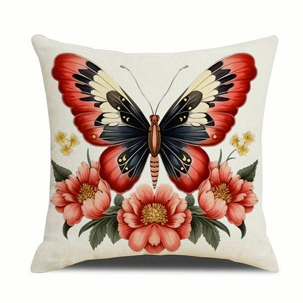 Butterfly Decorative Throw Pillow Covers Square Cushion Case Spring Home Decoration for Sofa-A