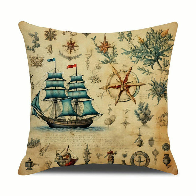 Sailboat Decorative Throw Pillow Covers Outdoor Pillow Cases Square Cushion Covers with Zipper