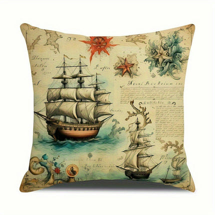 Sailboat Decorative Throw Pillow Covers Outdoor Pillow Cases Square Cushion Covers with Zipper