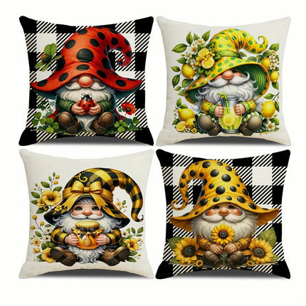 Gnome Decorative Throw Pillow Covers Outdoor Pillow Cases Square Cushion Covers with Zipper