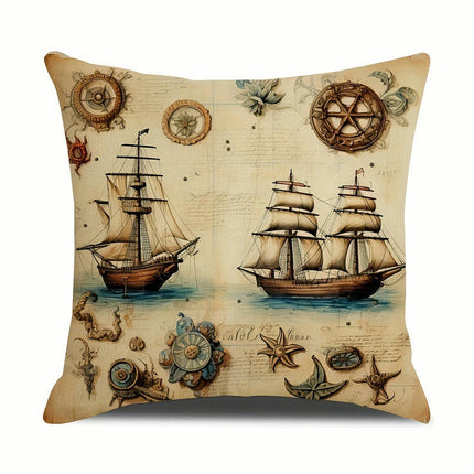 Sailboat Decorative Throw Pillow Covers Outdoor Pillow Cases Square Cushion Covers with Zipper