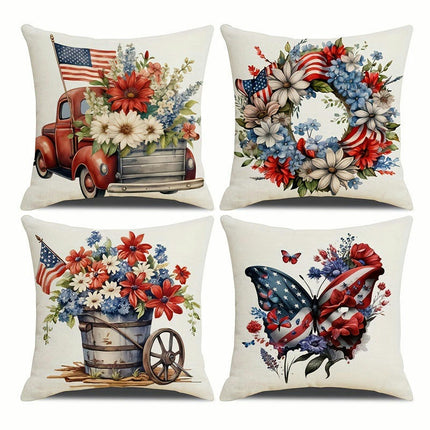 American Flag Independence Day Decorative Throw Pillow Covers Square Cushion Covers with Zipper