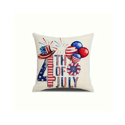 American Flag Independence Day Decorative Throw Pillow Covers Square Cushion Covers with Zipper-A