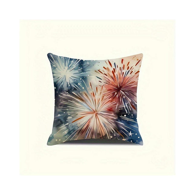 4th of July Pillow Covers Firework Decorative Throw Pillowcase Independence Day Cushion Cover for Sofa