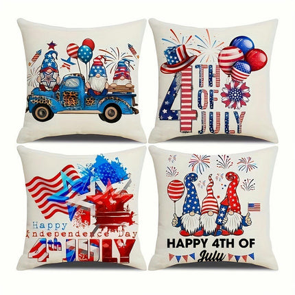 American Flag Independence Day Decorative Throw Pillow Covers Square Cushion Covers with Zipper-A