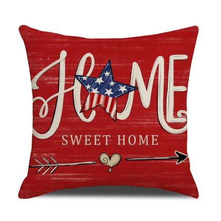 American Flag Independence Day Decorative Throw Pillow Covers Square Cushion Covers with Zipper-B