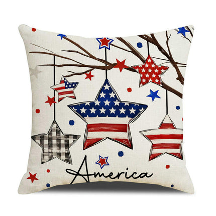 American Flag Independence Day Decorative Throw Pillow Covers Square Cushion Covers with Zipper-B