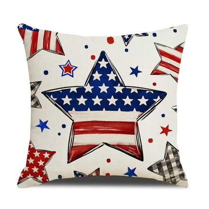 American Flag Independence Day Decorative Throw Pillow Covers Square Cushion Covers with Zipper-B