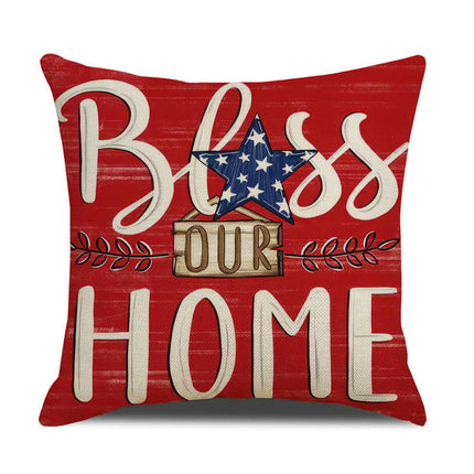 American Flag Independence Day Decorative Throw Pillow Covers Square Cushion Covers with Zipper-B