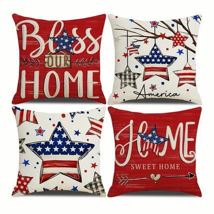 American Flag Independence Day Decorative Throw Pillow Covers Square Cushion Covers with Zipper-B