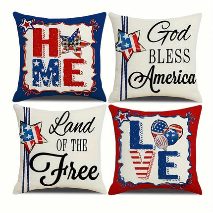 American Flag Independence Day Decorative Throw Pillow Covers Square Cushion Covers with Zipper-C