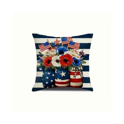 American Flag Independence Day Decorative Throw Pillow Covers Square Cushion Covers with Zipper-A1