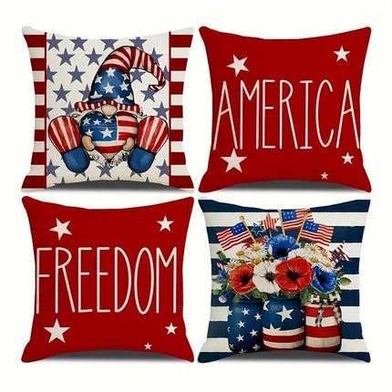 American Flag Independence Day Decorative Throw Pillow Covers Square Cushion Covers with Zipper-A1