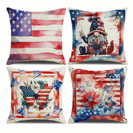 4th of July Pillow Covers Decorative Throw Pillowcase Independence Day Cushion Cover for Sofa