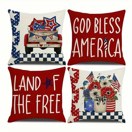 American Flag Independence Day Decorative Throw Pillow Covers Square Cushion Covers with Zipper-A2