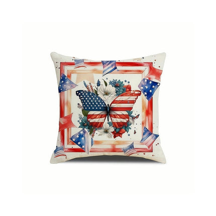 4th of July Pillow Covers Decorative Throw Pillowcase Independence Day Cushion Cover for Sofa