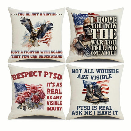 4th of July Pillow Covers Decorative Throw Pillowcase Independence Day Cushion Cover for Sofa-C