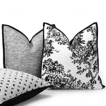 Black White Decorative Throw Pillow Case Luxury Cushion Cover Square Throw Pillow Covers for Home