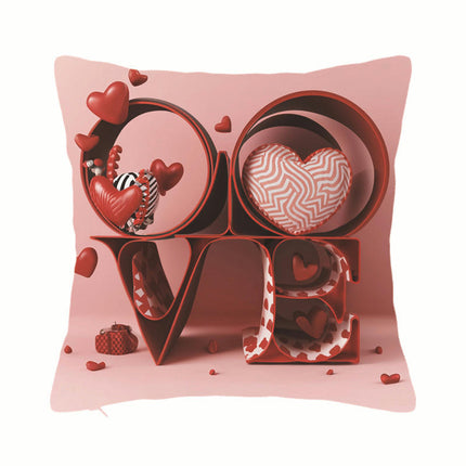 Love Decorative Throw Pillow Cover Valentine's Day Love Hearts Pillow Case Square Cushion Cover for Sofa Bed